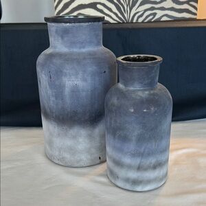 Blue table decor Blue ombré painted glass jars Paint on glass farmhouse vases